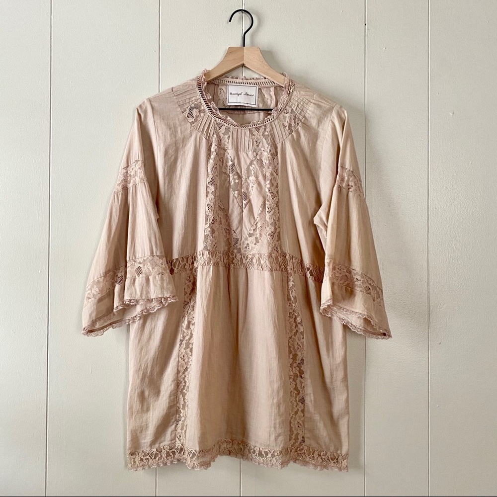 Anthro Beautiful Stories Lace Detail Mini Dress